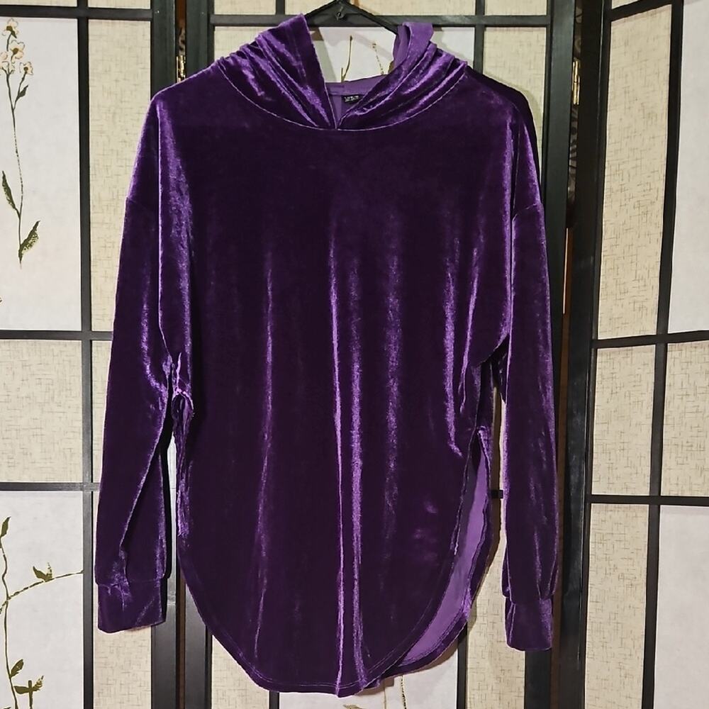SHEIN Rich Purple Velvet Hoodie